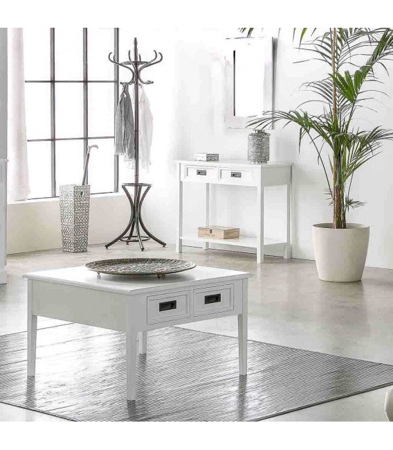 MESA DE CENTRO 80 X 80 PAROS MADERA BLANCA