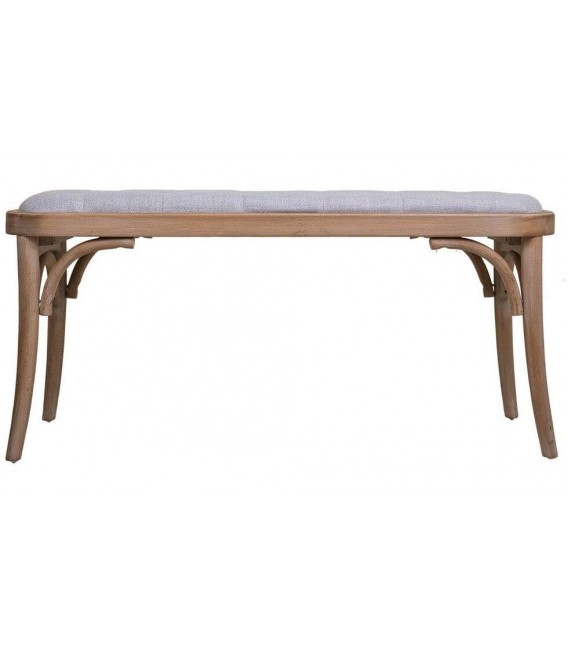 BANCO PIE DE CAMA 110 x 37 TONETT MADERA NATURAL TELA GRIS