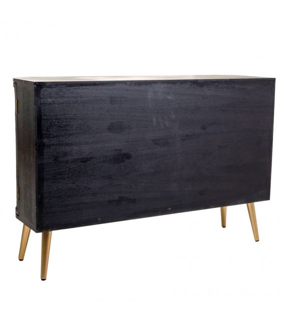 APARADORES 118 X 37 PERTIO MADERA Y RATAN NEGRO METAL ORO