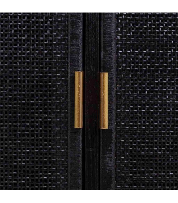 APARADORES 118 X 37 PERTIO MADERA Y RATAN NEGRO METAL ORO