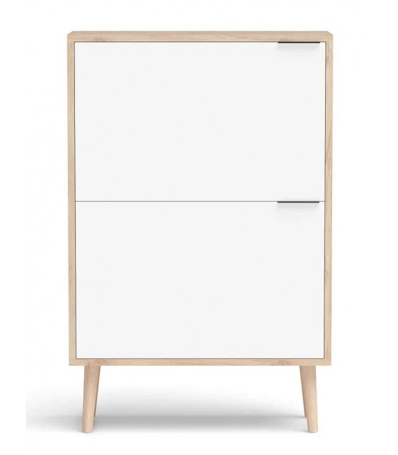 ZAPATERO 60 X 25 PRICHER MELAMINA BLANCA Y ROBLE