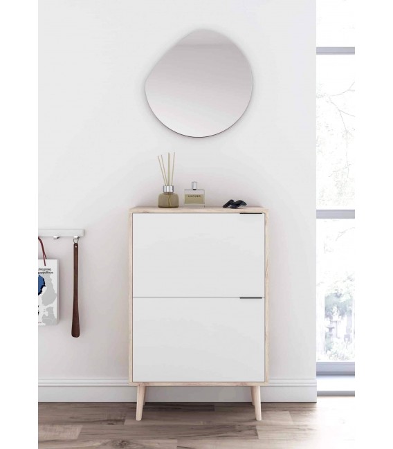 ZAPATERO 60 X 25 PRICHER MELAMINA BLANCA Y ROBLE