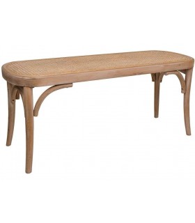 BANCO PIE DE CAMA 110 x 37 TONETT MADERA Y RATAN NATURAL