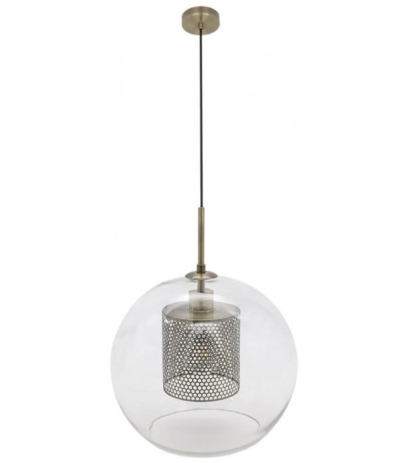 LAMPARA DE TECHO 35Ø PANIP METAL ORO CRISTAL TRANSPARENTE