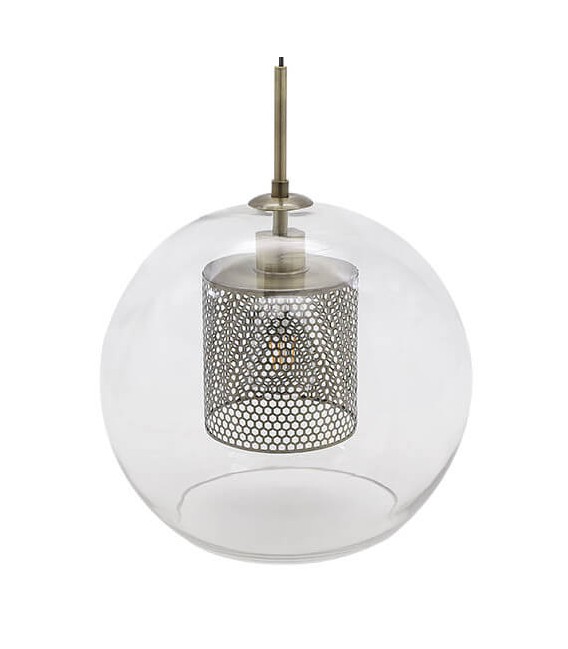 LAMPARA DE TECHO 35Ø PANIP METAL ORO CRISTAL TRANSPARENTE