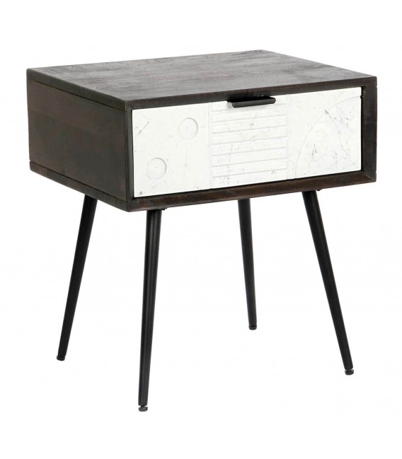 MESITA DE NOCHE 45 X 38 TASMANIA MADERA WENGUE METAL