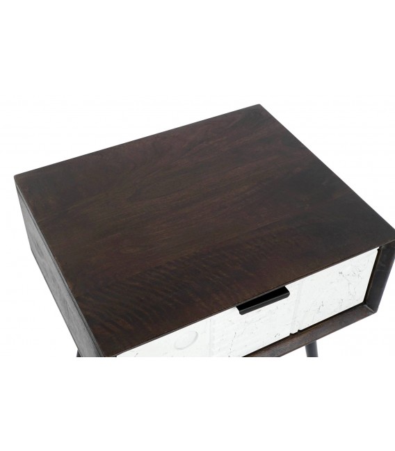 MESITA DE NOCHE 45 X 38 TASMANIA MADERA WENGUE METAL