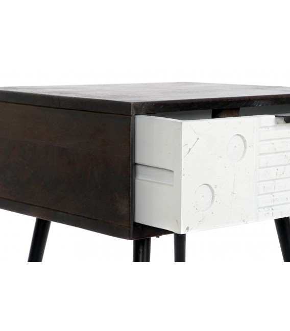 MESITA DE NOCHE 45 X 38 TASMANIA MADERA WENGUE METAL