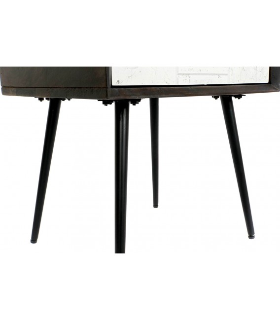 MESITA DE NOCHE 45 X 38 TASMANIA MADERA WENGUE METAL