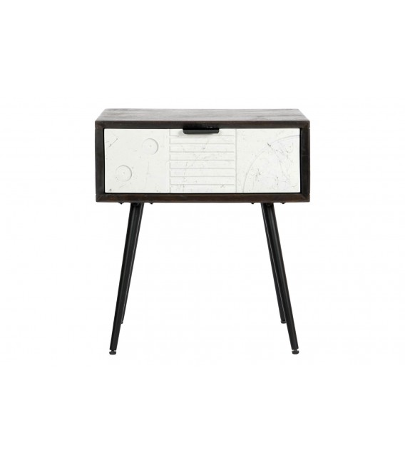 MESITA DE NOCHE 45 X 38 TASMANIA MADERA WENGUE METAL