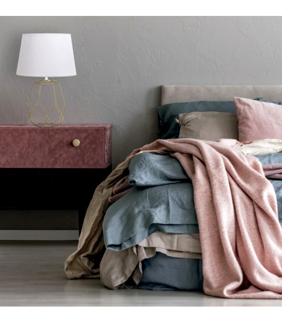 LAMPARA DE SOBREMESA LABAO 33 Ø METAL ORO PANTALLA BLANCA