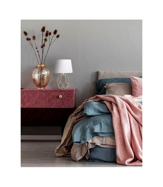 LAMPARA DE SOBREMESA LABAO 33 Ø METAL ORO PANTALLA BLANCA