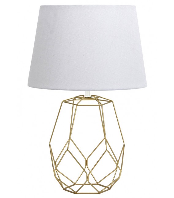 LAMPARA DE SOBREMESA LABAO 33 Ø METAL ORO PANTALLA BLANCA