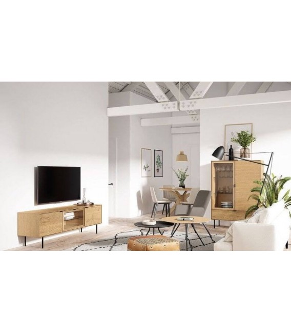 MUEBLE TV 160 X 42 SULTA MADERA NATURAL Y NEGRO