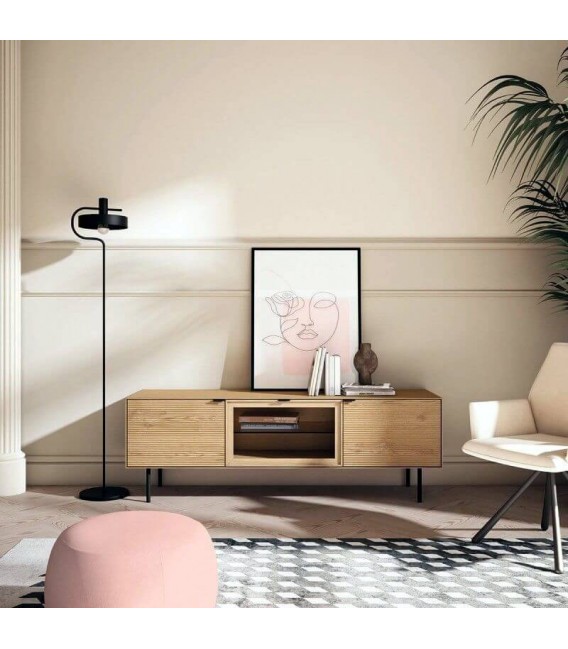 MUEBLE TV 160 X 42 SULTA MADERA NATURAL Y NEGRO MDMHOGAR