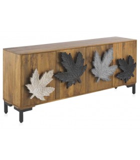 APARADOR 177 X 45 HOJAS MADERA MANGO NATURAL METAL NEGRO