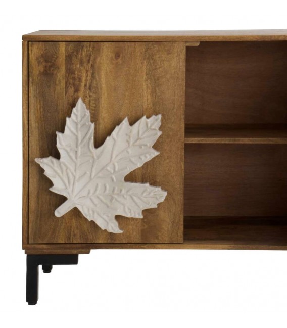 APARADOR 177 X 45 HOJAS MADERA MANGO NATURAL METAL NEGRO