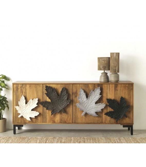 APARADOR 177 X 45 HOJAS MADERA MANGO NATURAL METAL NEGRO