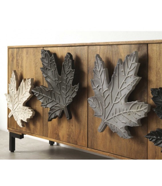 APARADOR 177 X 45 HOJAS MADERA MANGO NATURAL METAL NEGRO