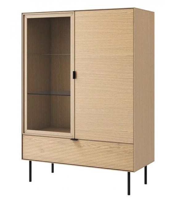 VITRINA 100 X 40 SULTA MADERA ROBLE NATURAL Y NEGRO