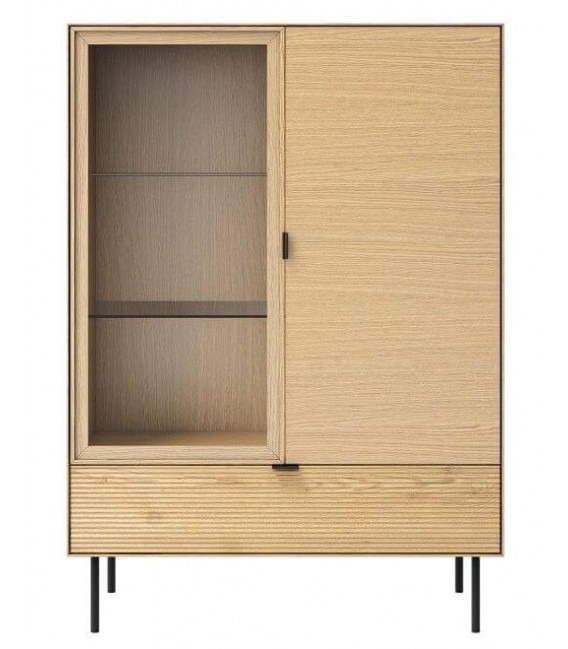 VITRINA 100 X 40 SULTA MADERA ROBLE NATURAL Y NEGRO