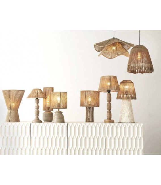 LAMPARA DE SOBREMESA 15 Ø PAPUA YUTE NATURAL MADERA