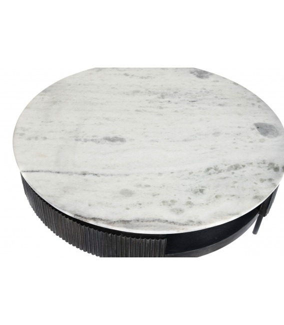 MESA DE CENTRO 90 X 90 HOJAS MADERA MANGO MARMOL GRIS