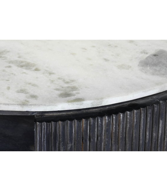 MESA DE CENTRO 90 X 90 HOJAS MADERA MANGO MARMOL GRIS