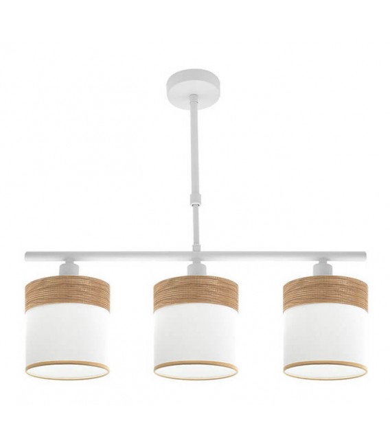 LAMPARA DE TECHO 55 X 14 CLOE METAL BLANCO Y TEXTIL ROBLE Y BLANCO