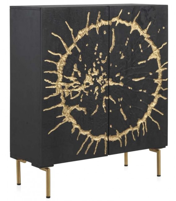 ARMARIO 100 X 4N SOL MADERA MANGO WENGUE METAL ORO