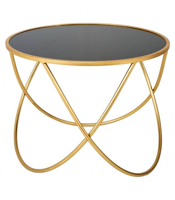 MESITA AUXILIAR 60 X 45 PEKISTAN METAL DORADO ESPEJO NEGRO