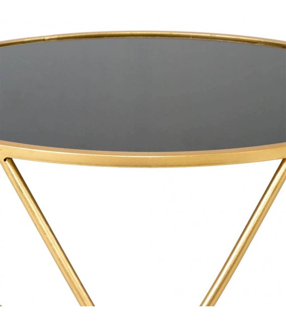 MESITA AUXILIAR 60 X 45 PEKISTAN METAL DORADO ESPEJO NEGRO