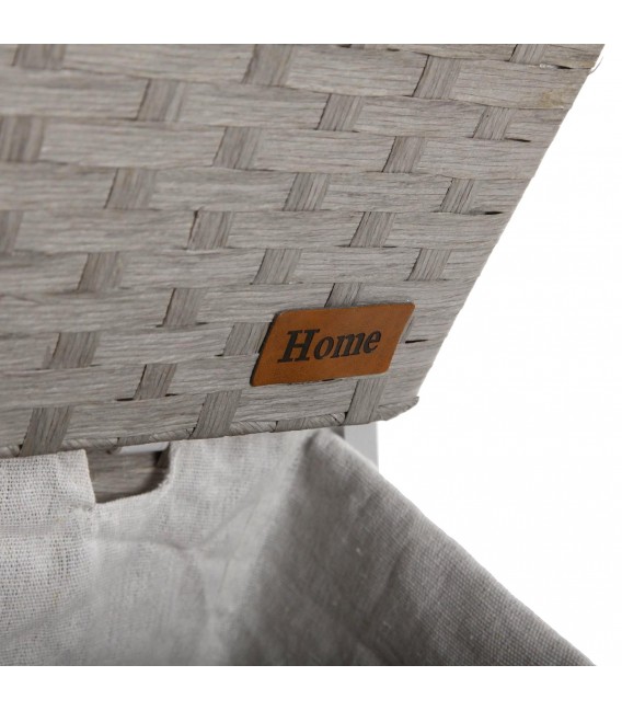 MUEBLE CESTAS BAÑO 35 X 35  PERLA 4 MADERA Y FIBRA SINTETICA GRIS TELA BLANCA