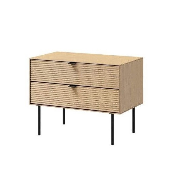 MESITA DE NOCHE 60 X 35 SULTA MADERA ROBLE NATURAL Y NEGRO