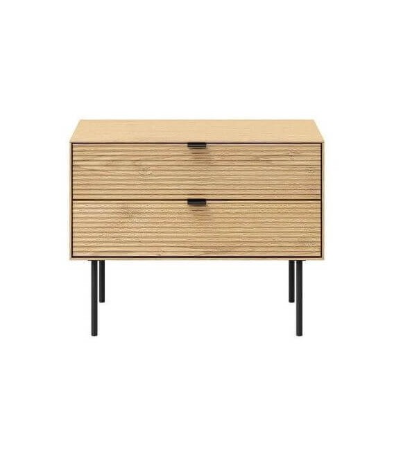 MESITA DE NOCHE 60 X 35 SULTA MADERA ROBLE NATURAL Y NEGRO