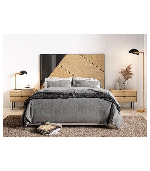 MESITA DE NOCHE 60 X 35 SULTA MADERA ROBLE NATURAL Y NEGRO