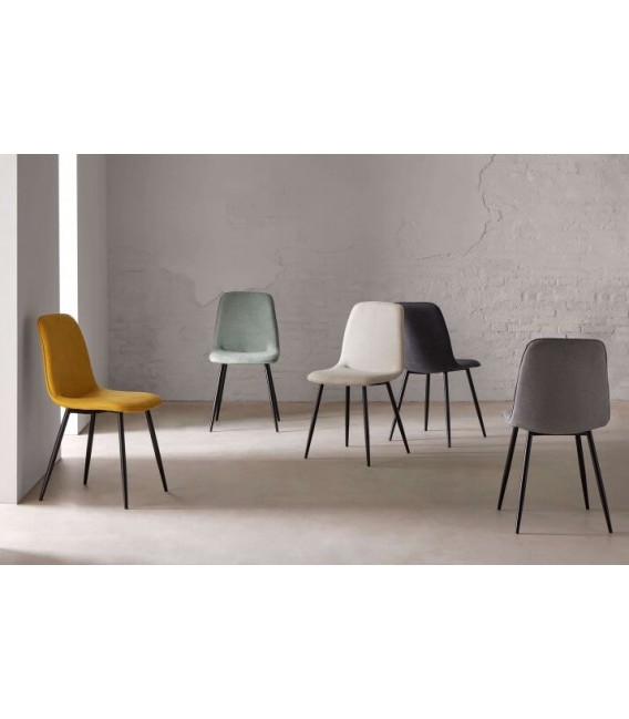 SILLA 45 X 55 MARLENE METAL NEGRO TELA BEIGE