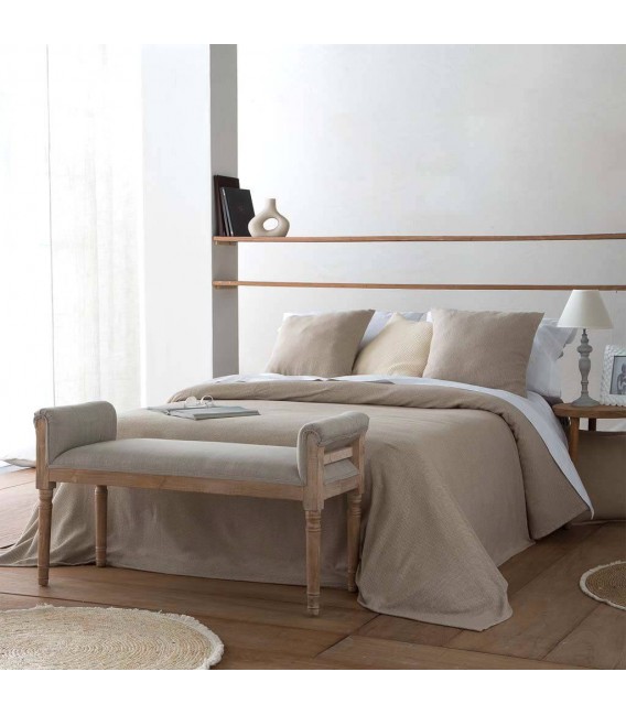 BANCO PIE DE CAMA 108 X 41 USIES MADERA NATURAL TELA TOPO