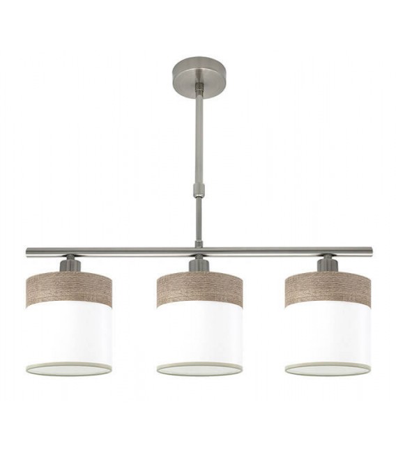 LAMPARA DE TECHO 55 X 14 CLOE METAL NIQUEL Y TEXTIL ROBLE GRIS Y BLANCO