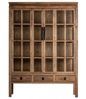VITRINA 130 X 45 TARTU ARTESANAL MADERA DE OLMO NATURAL