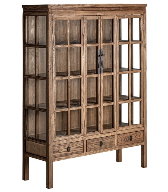 VITRINA 130 X 45 TARTU ARTESANAL MADERA DE OLMO NATURAL
