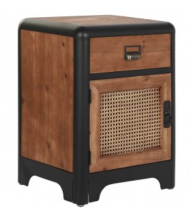 MESITA DE NOCHE 48 X 40 TERUEL METAL NEGRO MADERA