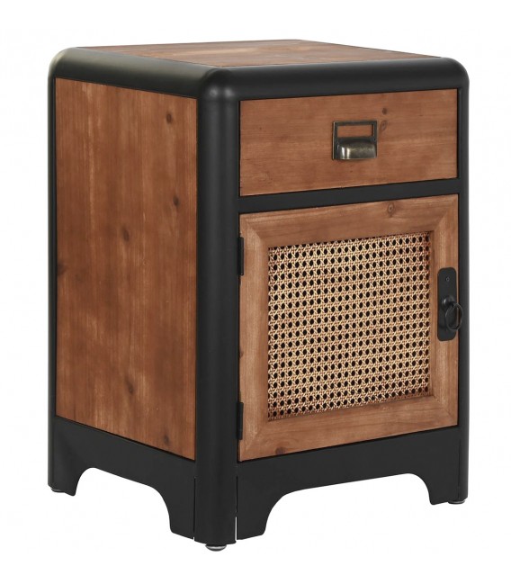 MESITA DE NOCHE 48 X 40 TERUEL METAL NEGRO MADERA