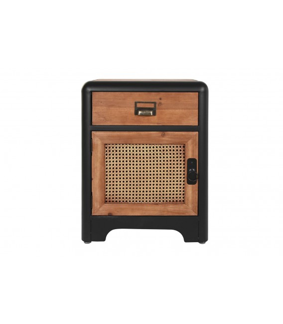 MESITA DE NOCHE 48 X 40 TERUEL METAL NEGRO MADERA