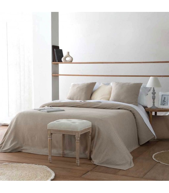 BANCO PIE DE CAMA 41 X 41 LUISI MADERA NATURAL TELA BEIGE