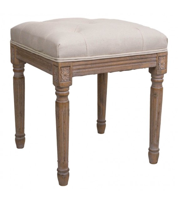 BANCO PIE DE CAMA 41 X 41 LUISI MADERA NATURAL TELA BEIGE