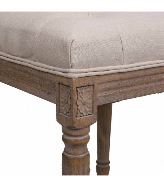 BANCO PIE DE CAMA 41 X 41 LUISI MADERA NATURAL TELA BEIGE