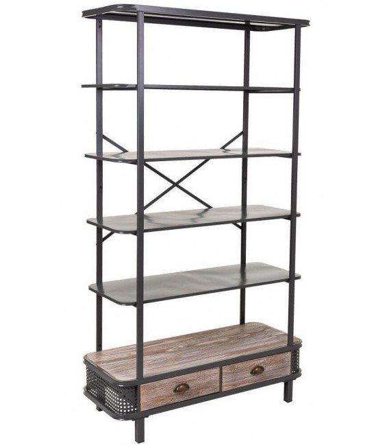 LIBRERIA 100 X 40 MICHAEL METAL GRIS OSCURO MADERA NATURAL