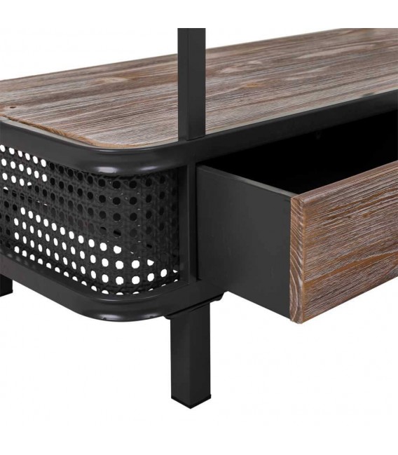 LIBRERIA 100 X 40 MICHAEL METAL GRIS OSCURO MADERA NATURAL