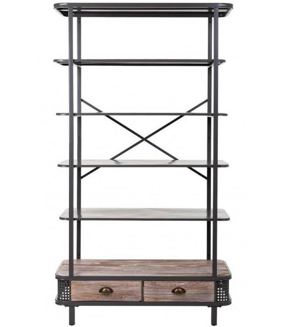 LIBRERIA 100 X 40 MICHAEL METAL GRIS OSCURO MADERA NATURAL